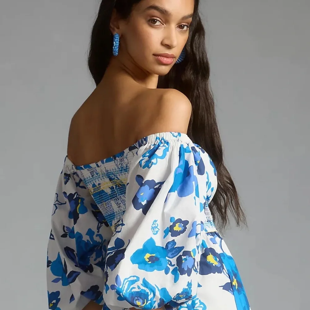 Plenty by Tracy Reese Off-The-Shoulder Puff-Sleeve Smocked Midi Dress - Picture 10 of 15